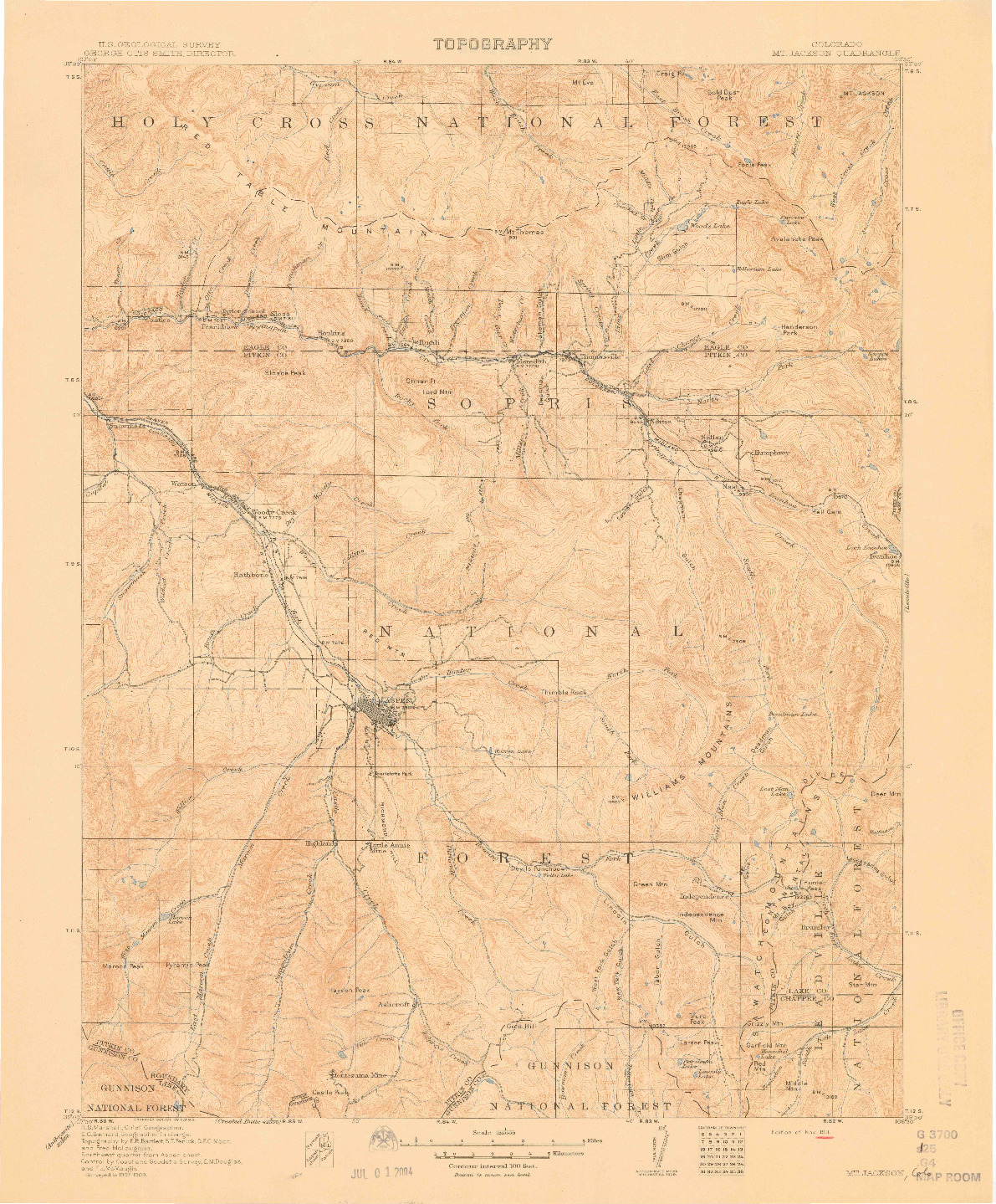 USGS 1:125000-SCALE QUADRANGLE FOR MOUNT JACKSON, CO 1911
