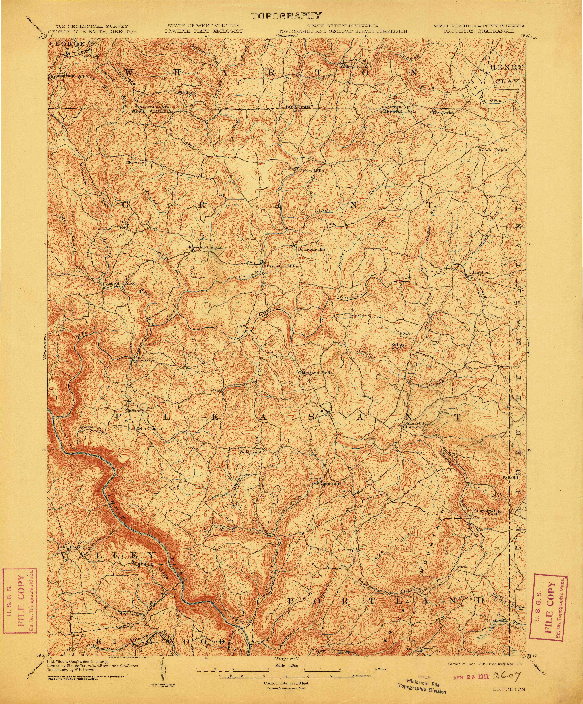 USGS 1:62500-SCALE QUADRANGLE FOR BRUCETON, WV 1904