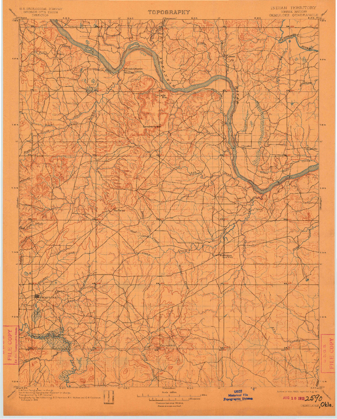 USGS 1:125000-SCALE QUADRANGLE FOR OKMULGEE, IT 1900