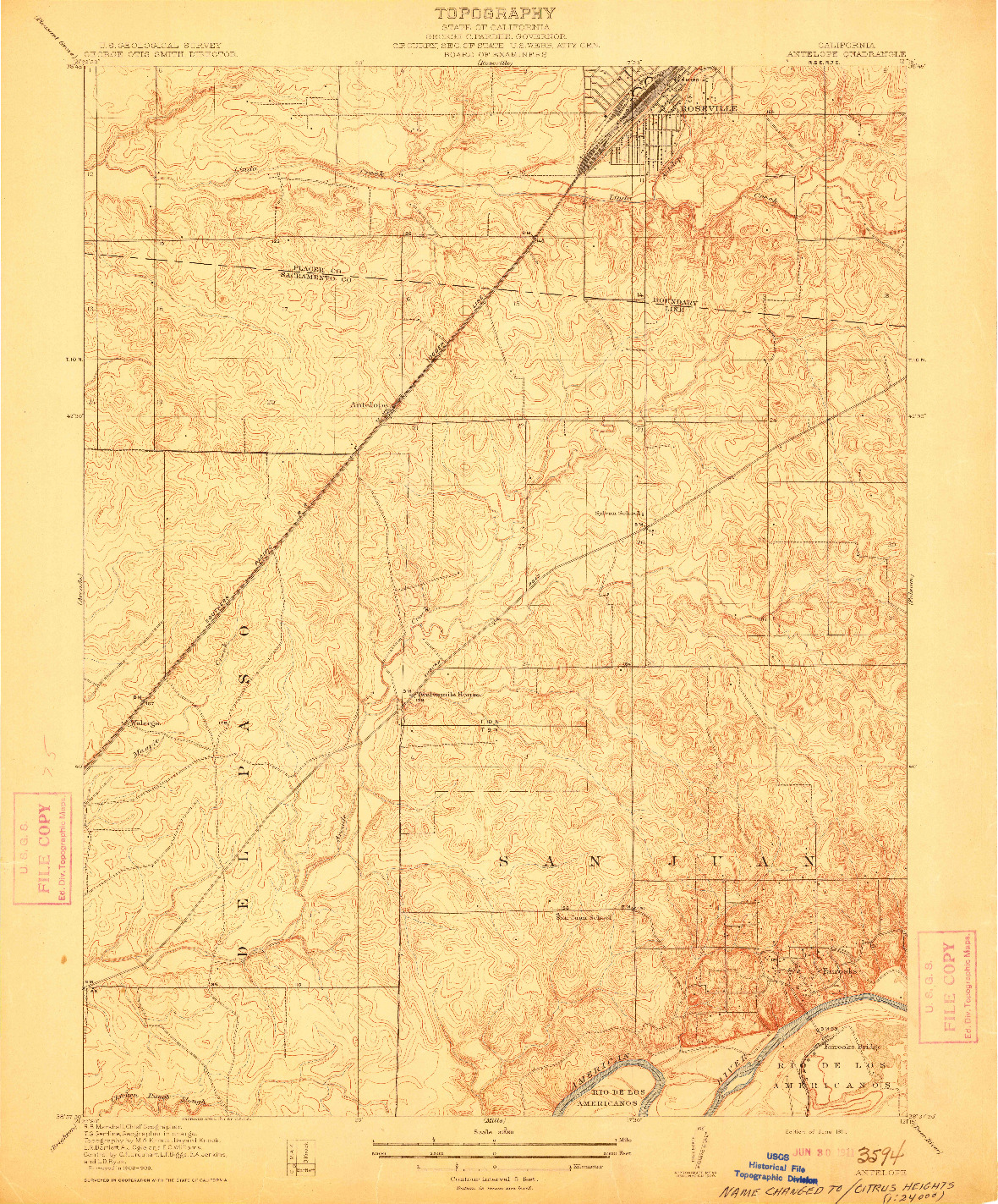 USGS 1:31680-SCALE QUADRANGLE FOR ANTELOPE, CA 1911