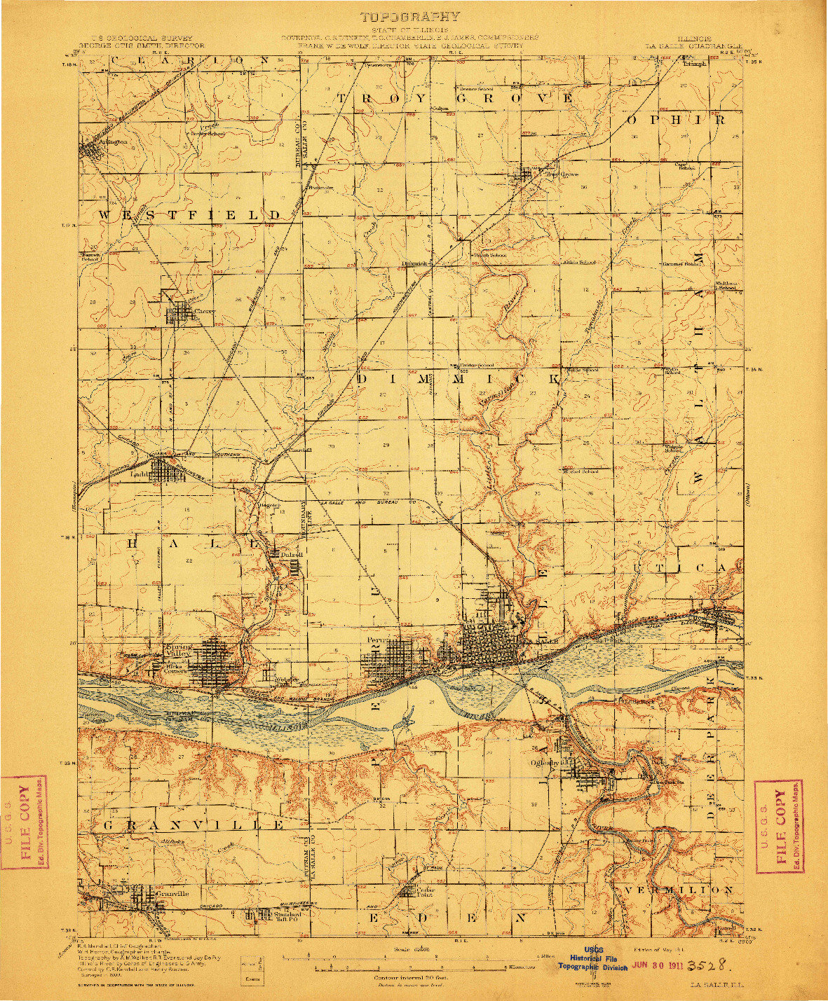 USGS 1:62500-SCALE QUADRANGLE FOR LA SALLE, IL 1911