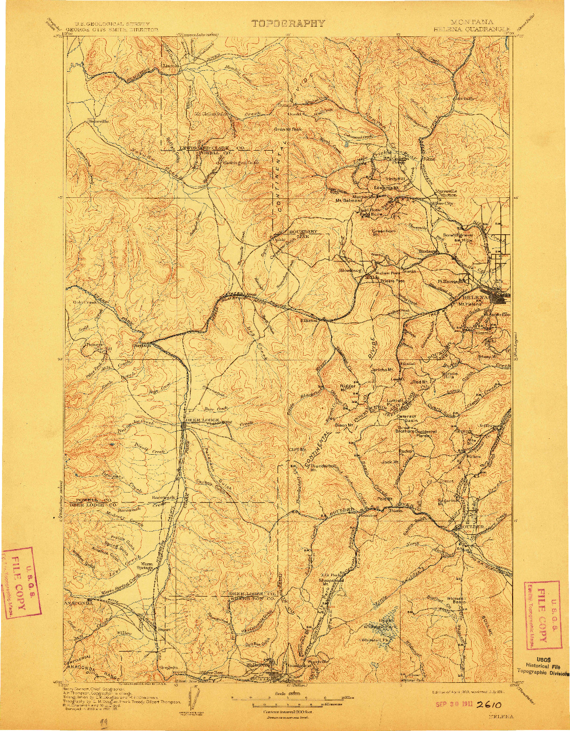 USGS 1:250000-SCALE QUADRANGLE FOR HELENA, MT 1903