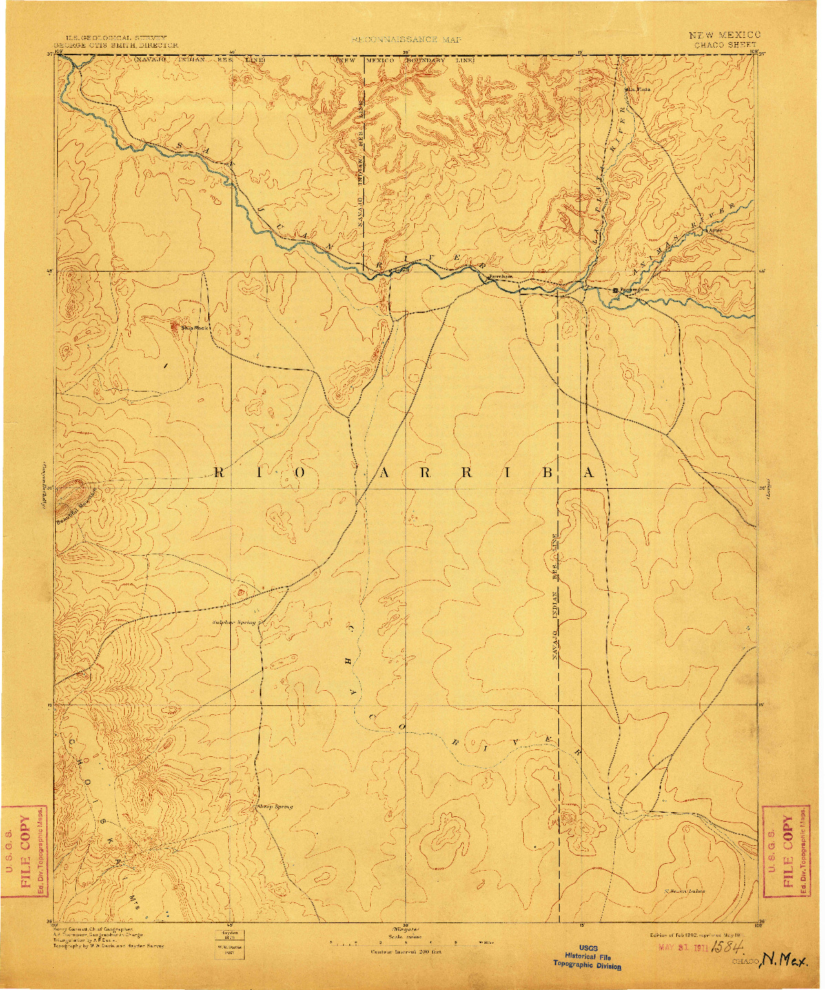 USGS 1:250000-SCALE QUADRANGLE FOR CHACO, NM 1892