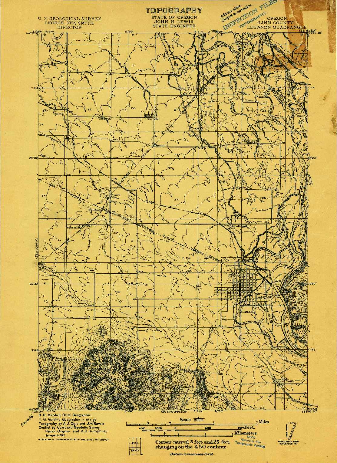 USGS 1:31680-SCALE QUADRANGLE FOR LEBANON, OR 1911