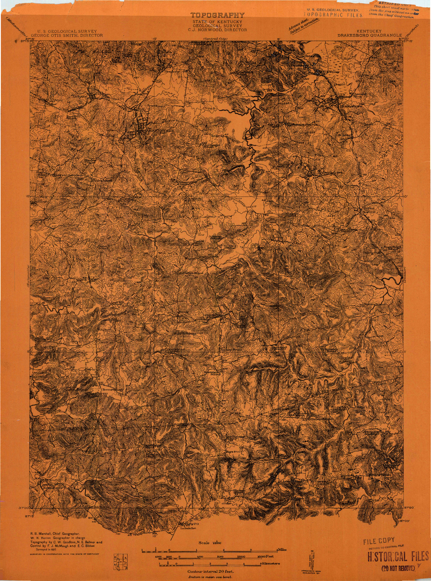 USGS 1:48000-SCALE QUADRANGLE FOR DRAKESBORO, KY 1911