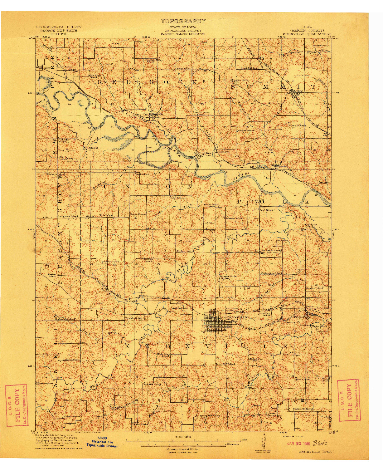 USGS 1:62500-SCALE QUADRANGLE FOR KNOXVILLE, IA 1912