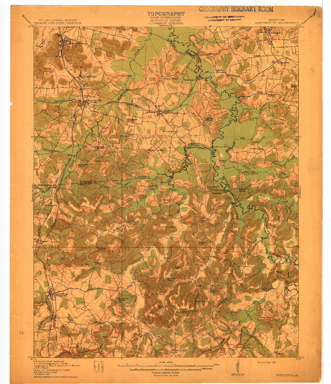 USGS 1:62500-SCALE QUADRANGLE FOR NORTONVILLE, KY 1912