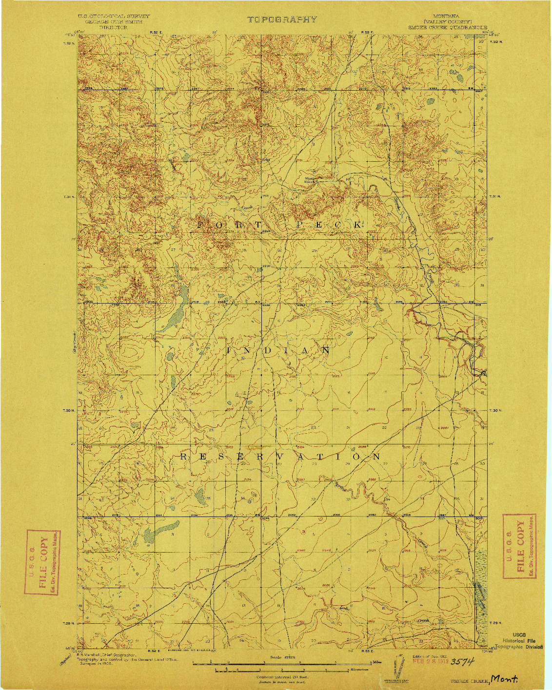 USGS 1:62500-SCALE QUADRANGLE FOR SMOKE CREEK, MT 1912