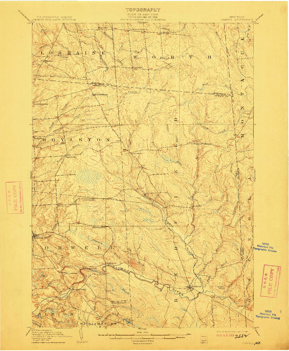 USGS 1:62500-SCALE QUADRANGLE FOR ORWELL, NY 1905