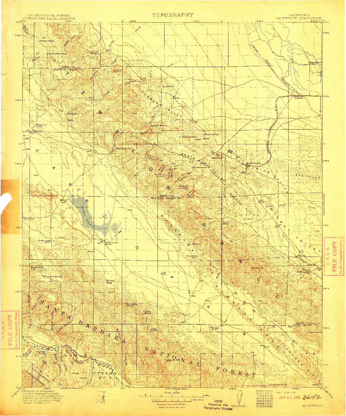 USGS 1:125000-SCALE QUADRANGLE FOR MCKITTRICK, CA 1912