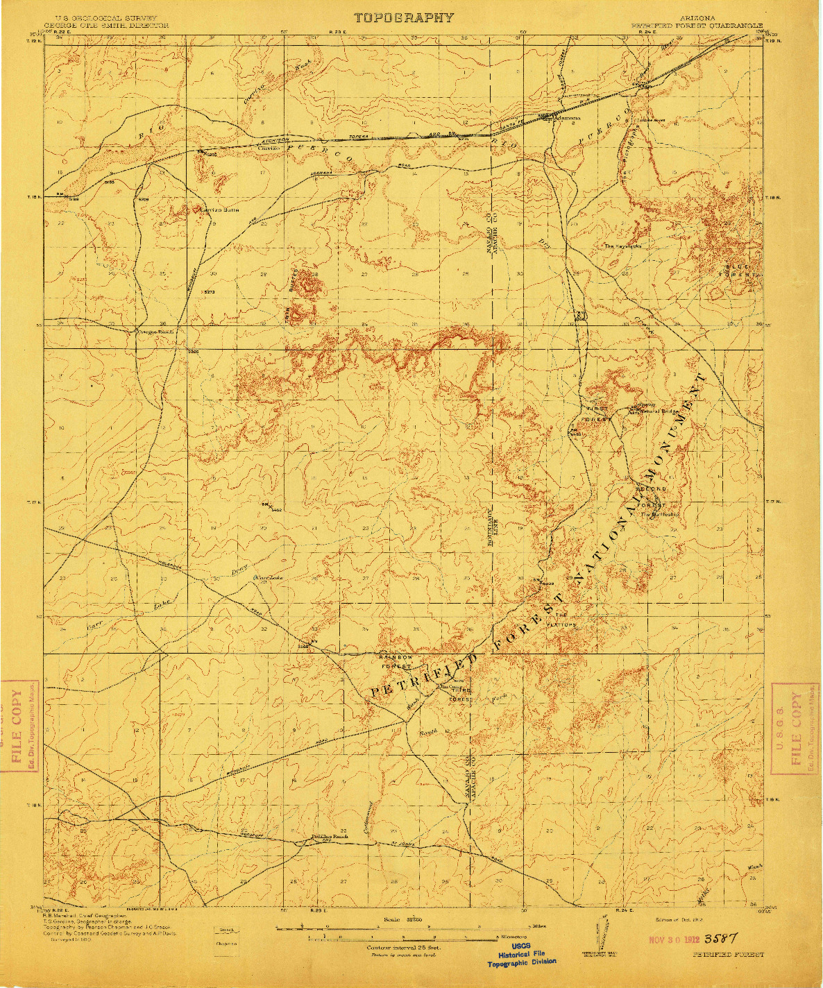 USGS 1:62500-SCALE QUADRANGLE FOR PETRIFIED FOREST, AZ 1912