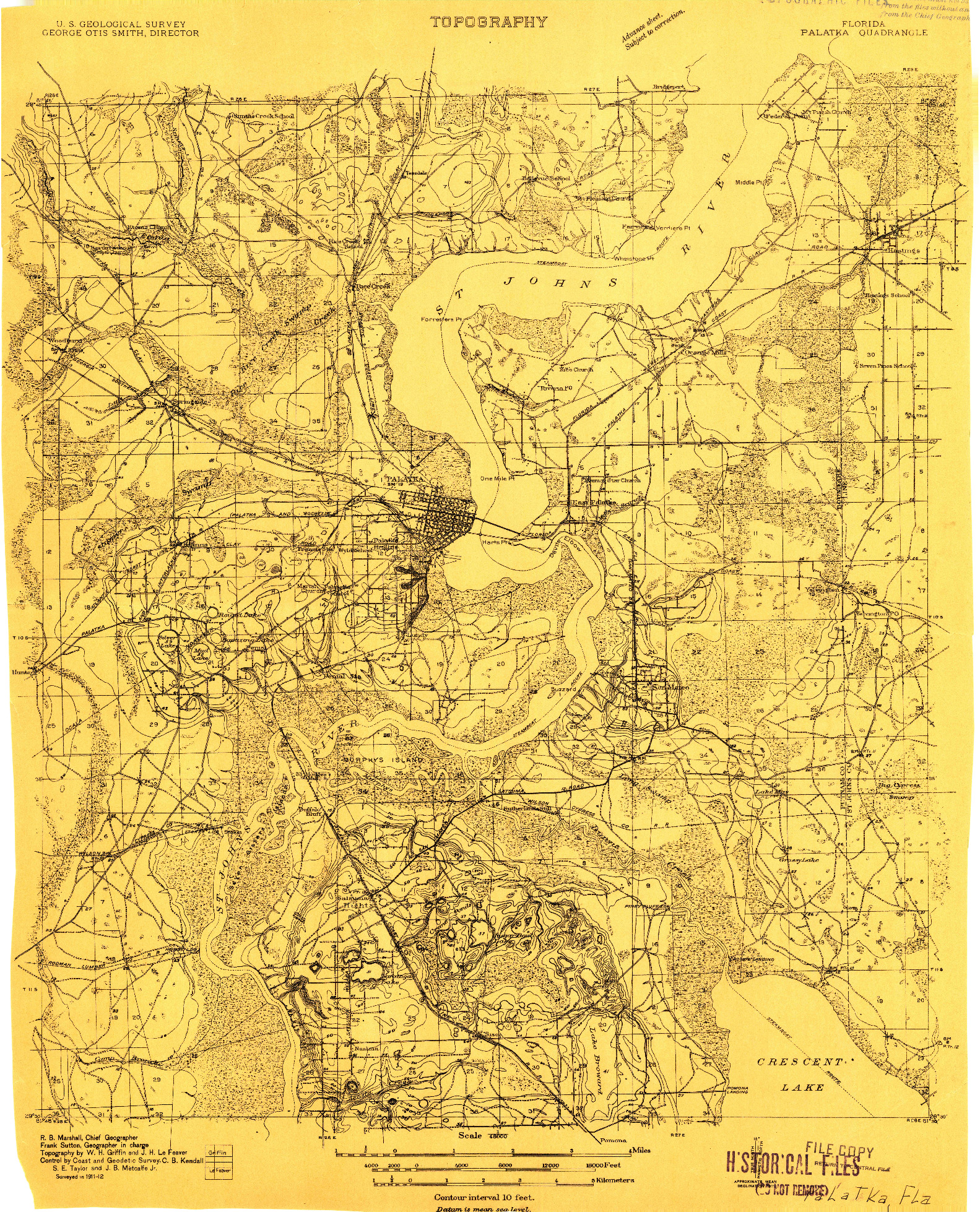 USGS 1:48000-SCALE QUADRANGLE FOR PALATKA, FL 1912