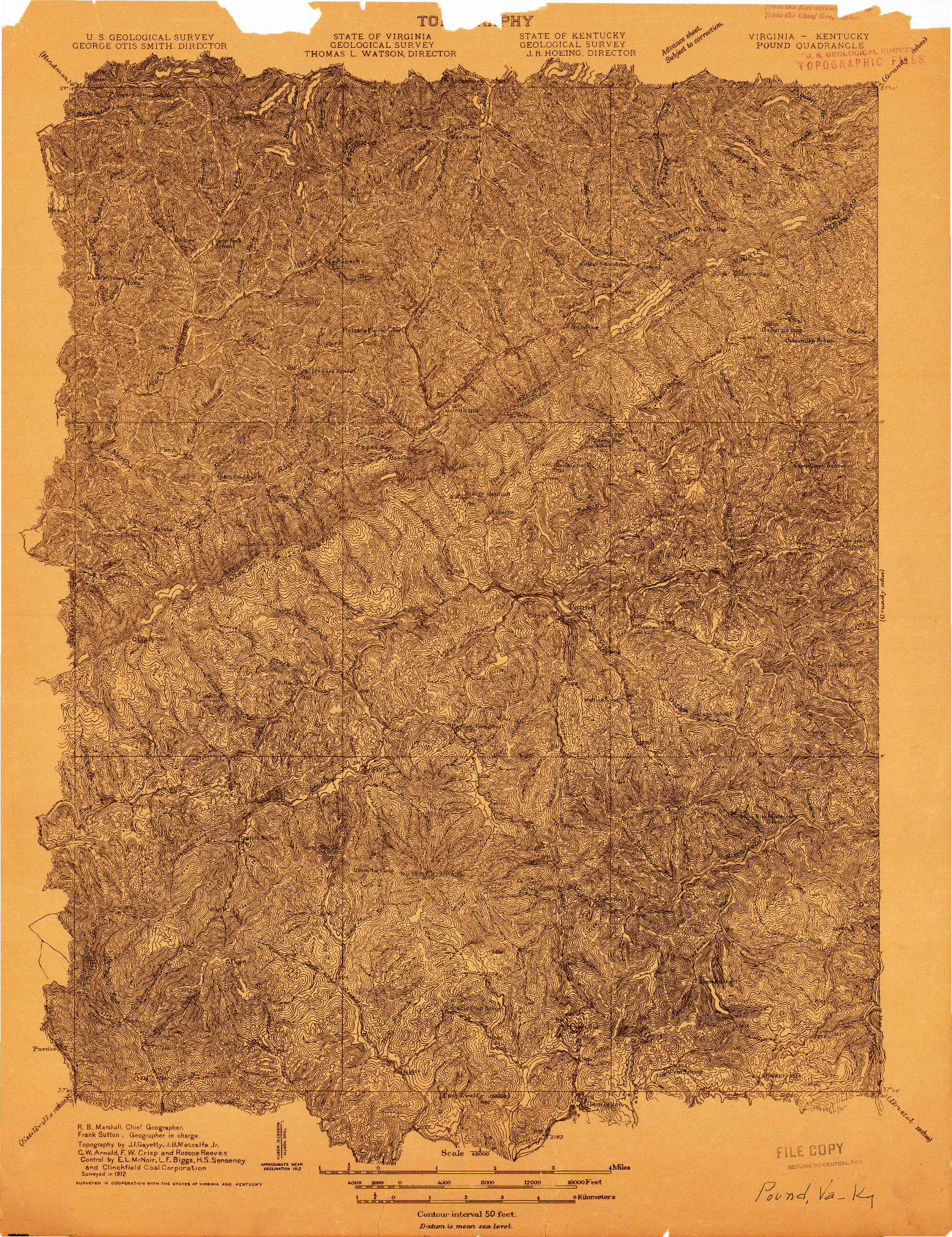 USGS 1:48000-SCALE QUADRANGLE FOR POUND, VA 1912