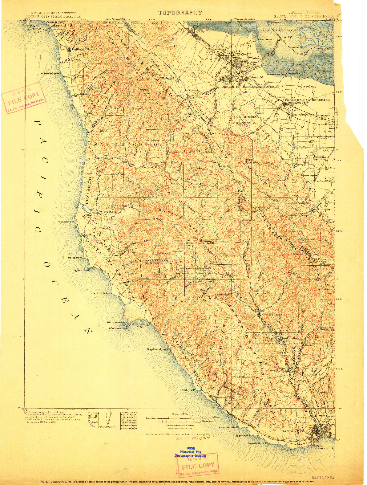 USGS 1:125000-SCALE QUADRANGLE FOR SANTA CRUZ, CA 1902