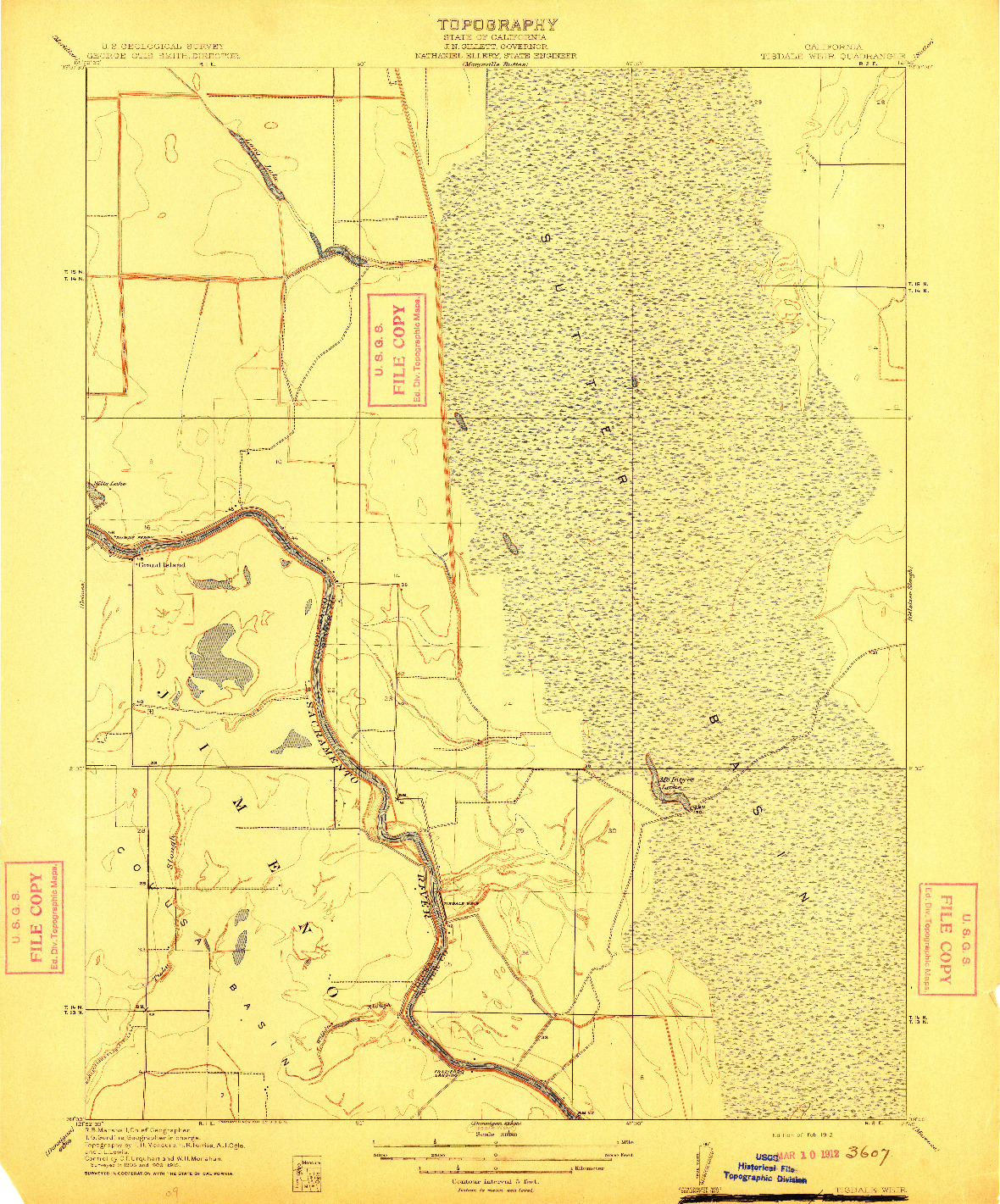 USGS 1:31680-SCALE QUADRANGLE FOR TISDALE WEIR, CA 1912