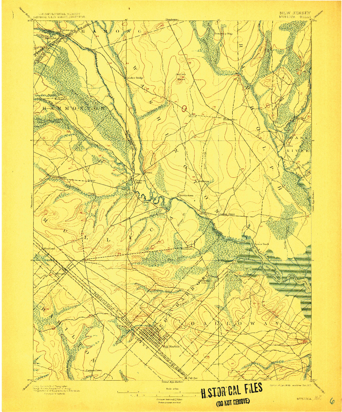USGS 1:62500-SCALE QUADRANGLE FOR MULLICA, NJ 1898