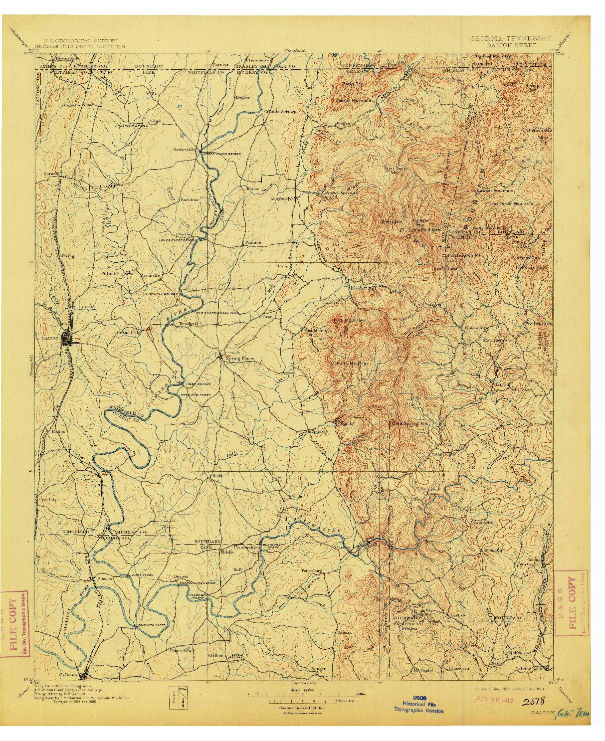 USGS 1:125000-SCALE QUADRANGLE FOR DALTON, GA 1897