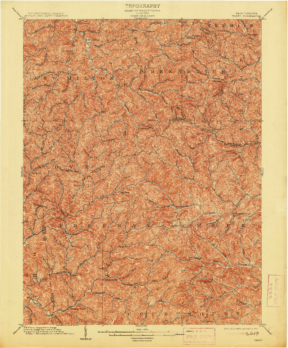 USGS 1:62500-SCALE QUADRANGLE FOR VADIS, WV 1904