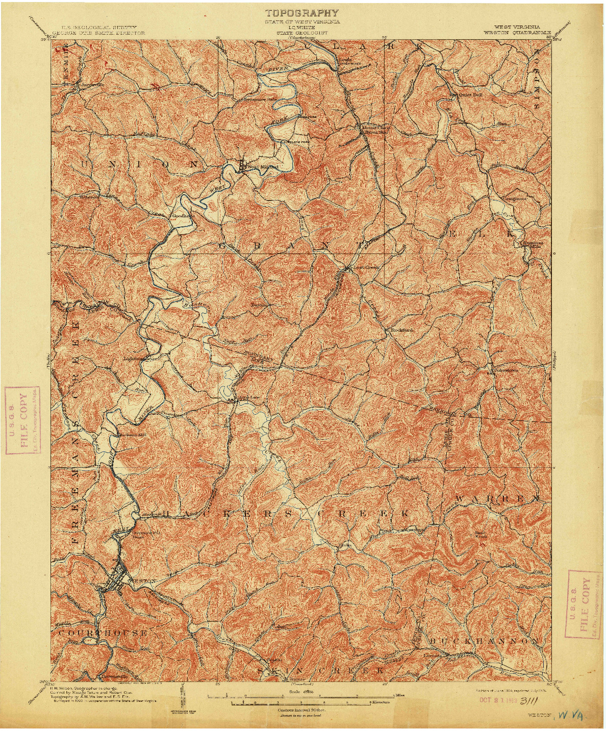 USGS 1:62500-SCALE QUADRANGLE FOR WESTON, WV 1904