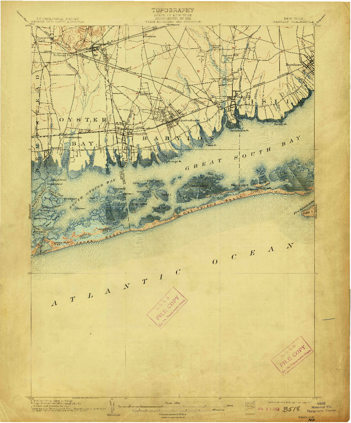 USGS 1:62500-SCALE QUADRANGLE FOR BABYLON, NY 1903