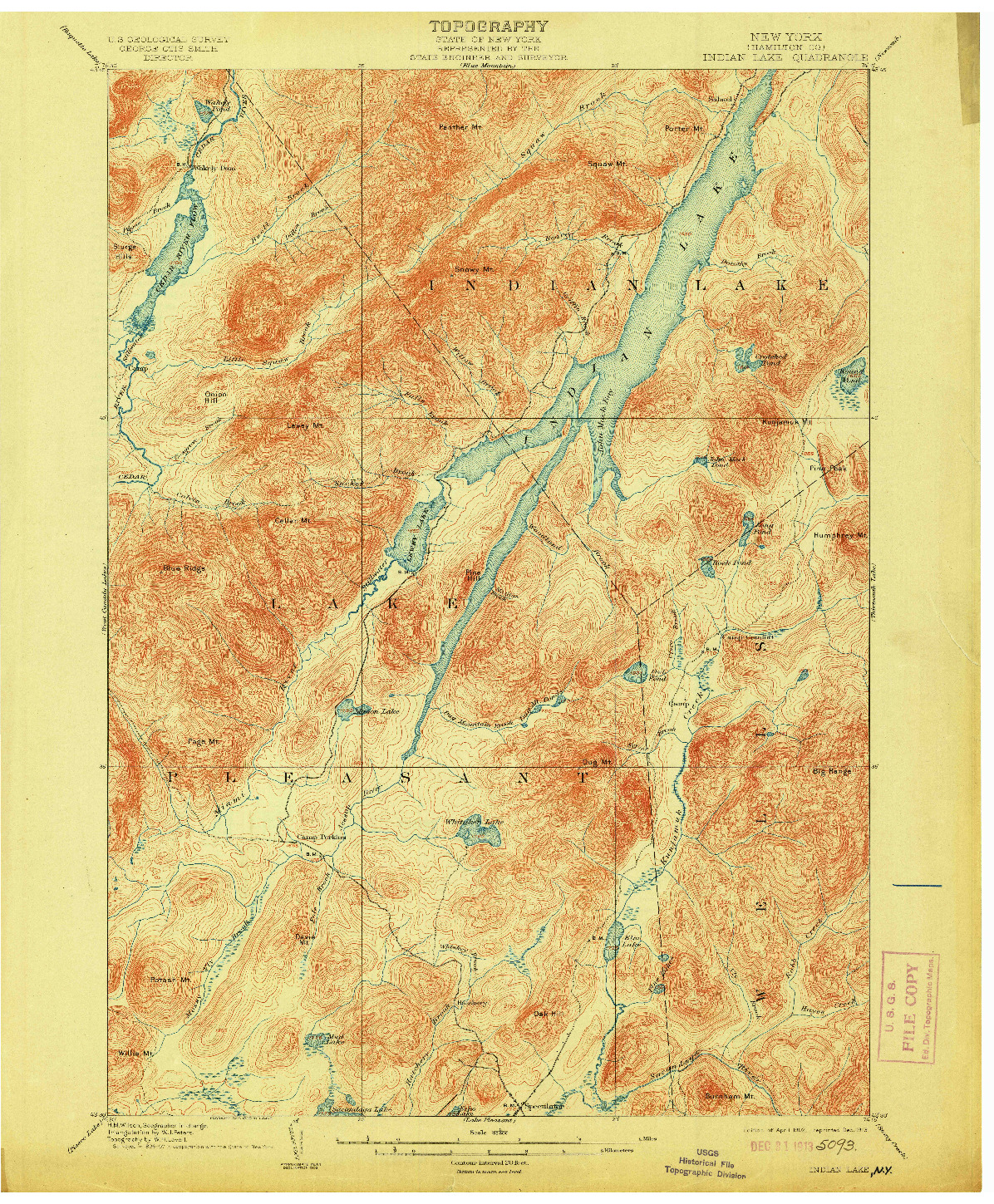 USGS 1:62500-SCALE QUADRANGLE FOR INDIAN LAKE, NY 1902