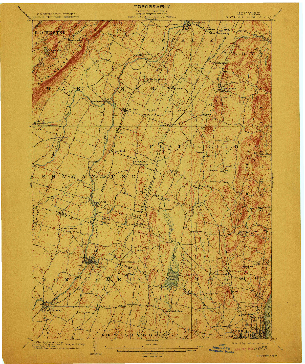 USGS 1:62500-SCALE QUADRANGLE FOR NEWBURG, NY 1903