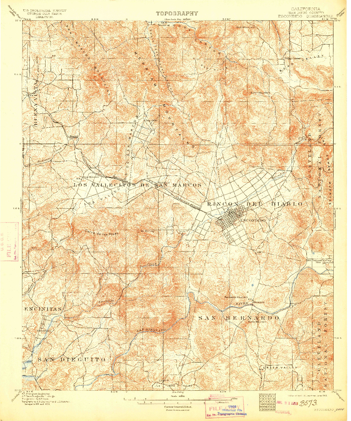 USGS 1:62500-SCALE QUADRANGLE FOR ESCONDIDO, CA 1901