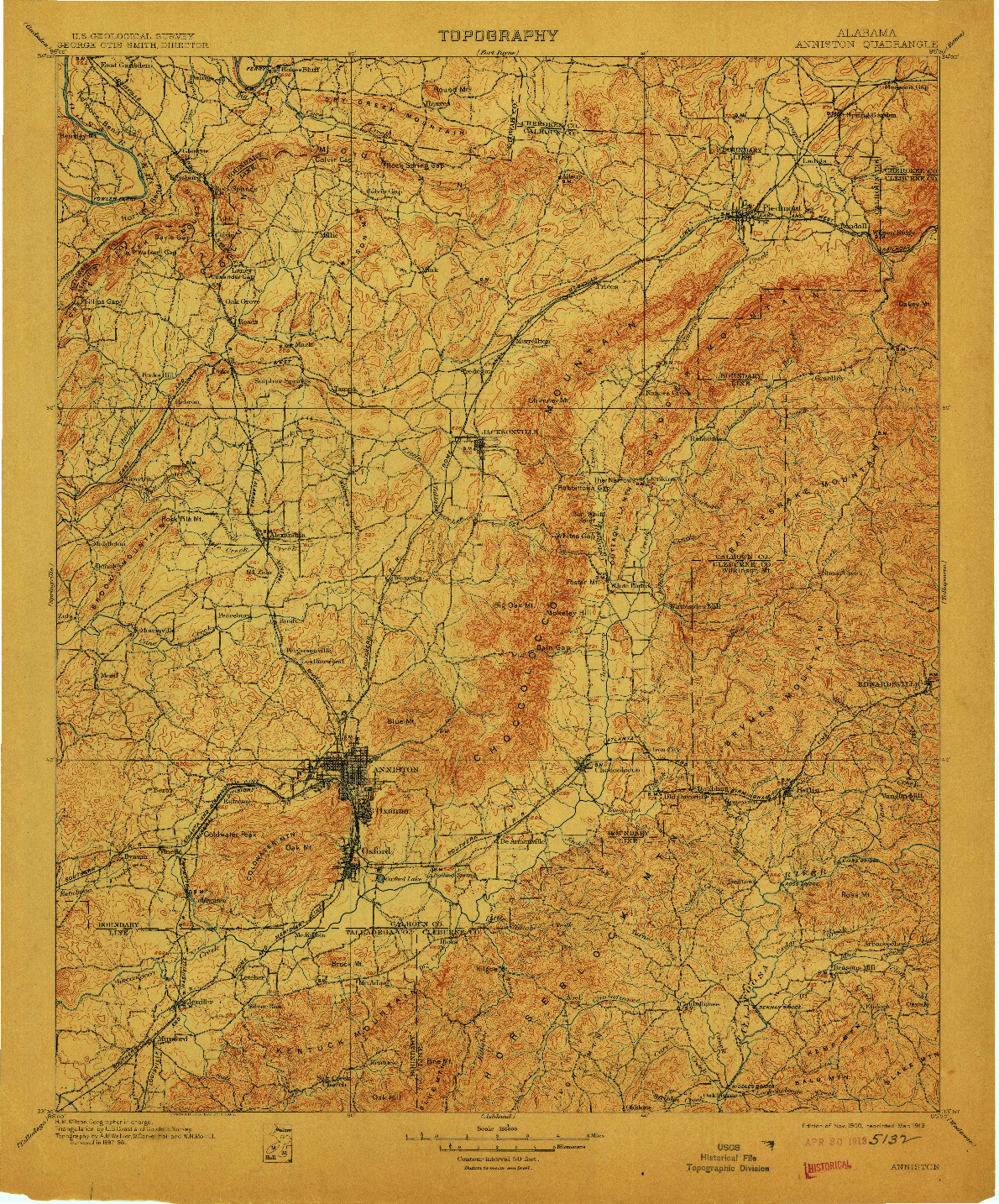 USGS 1:125000-SCALE QUADRANGLE FOR ANNISTON, AL 1900