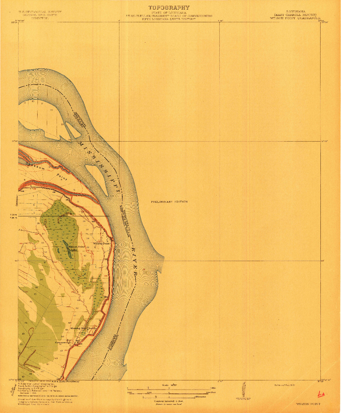 USGS 1:31680-SCALE QUADRANGLE FOR WILSON POINT, LA 1913