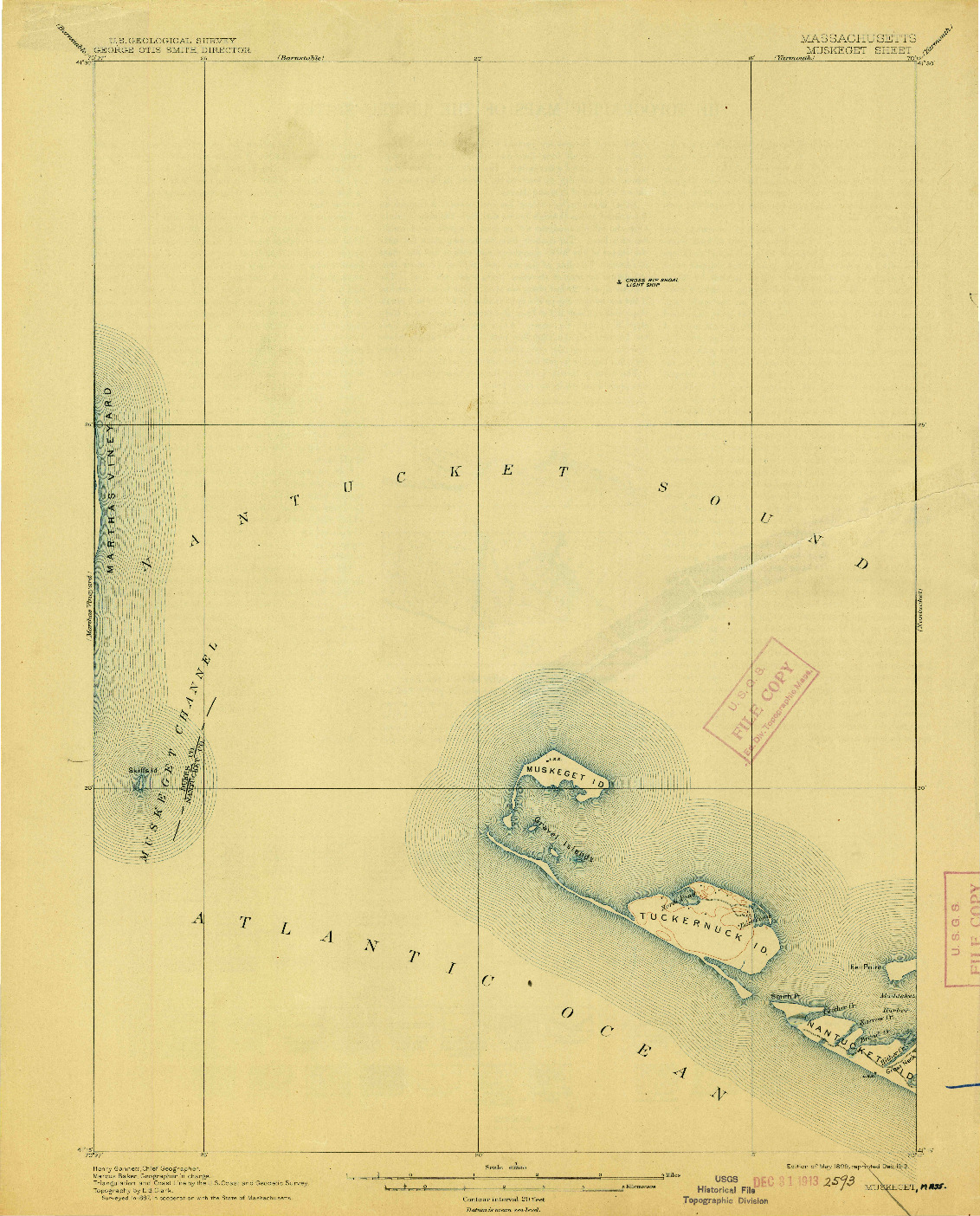 USGS 1:62500-SCALE QUADRANGLE FOR MUSKEGET, MA 1899