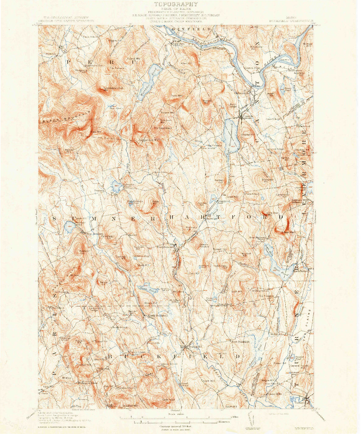 USGS 1:62500-SCALE QUADRANGLE FOR BUCKFIELD, ME 1913