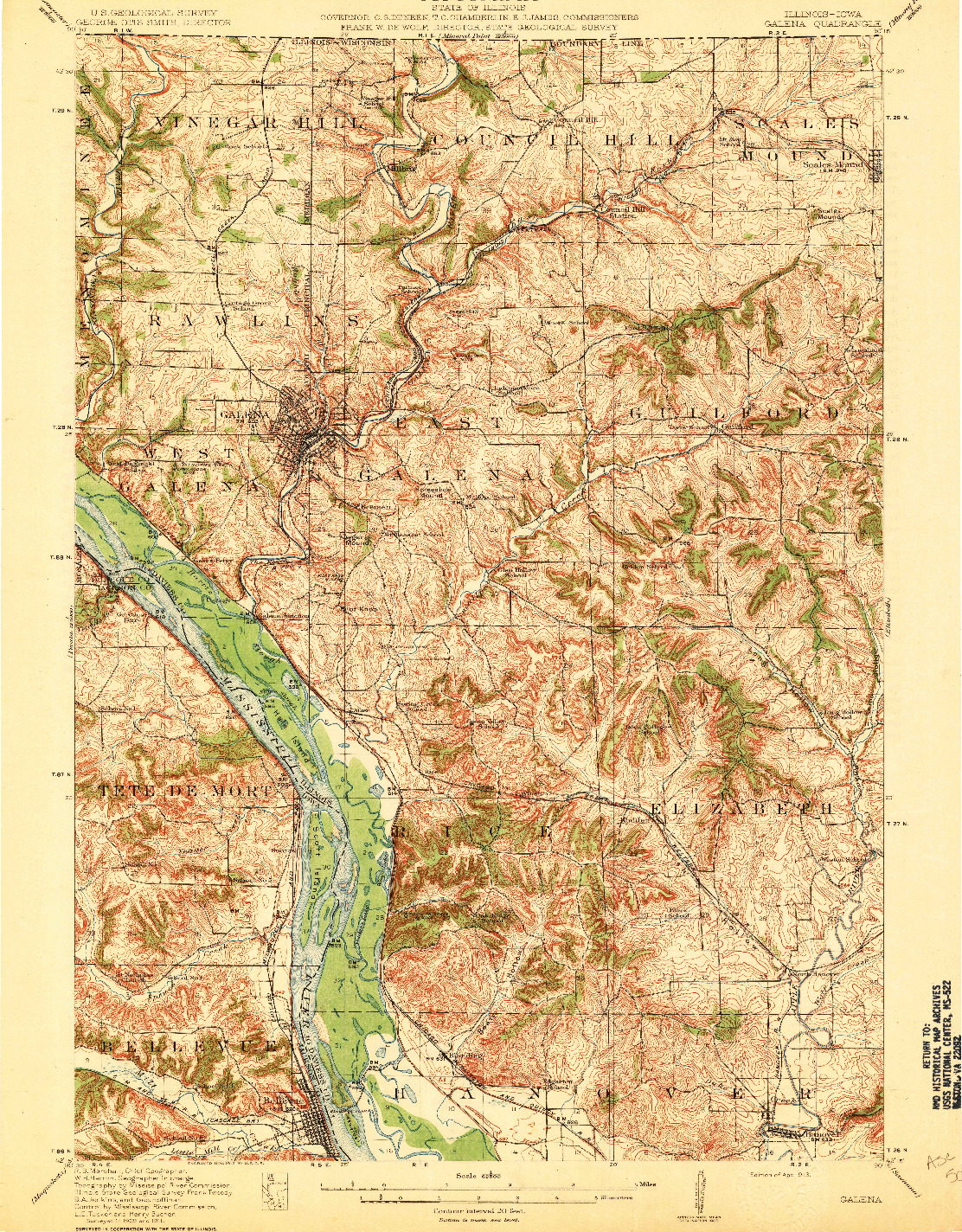 USGS 1:62500-SCALE QUADRANGLE FOR GALENA, IL 1913