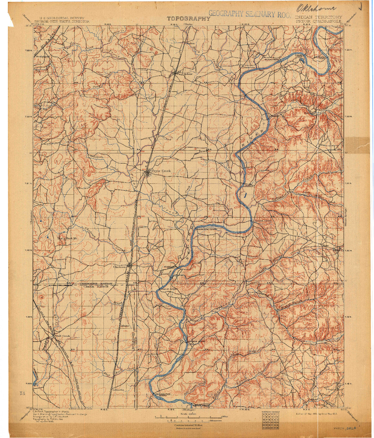 USGS 1:125000-SCALE QUADRANGLE FOR PRYOR, IT 1901