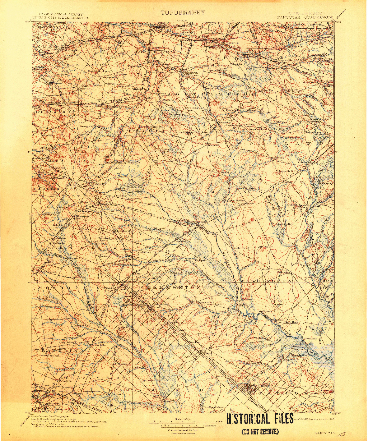 USGS 1:125000-SCALE QUADRANGLE FOR RANCOCAS, NJ 1900