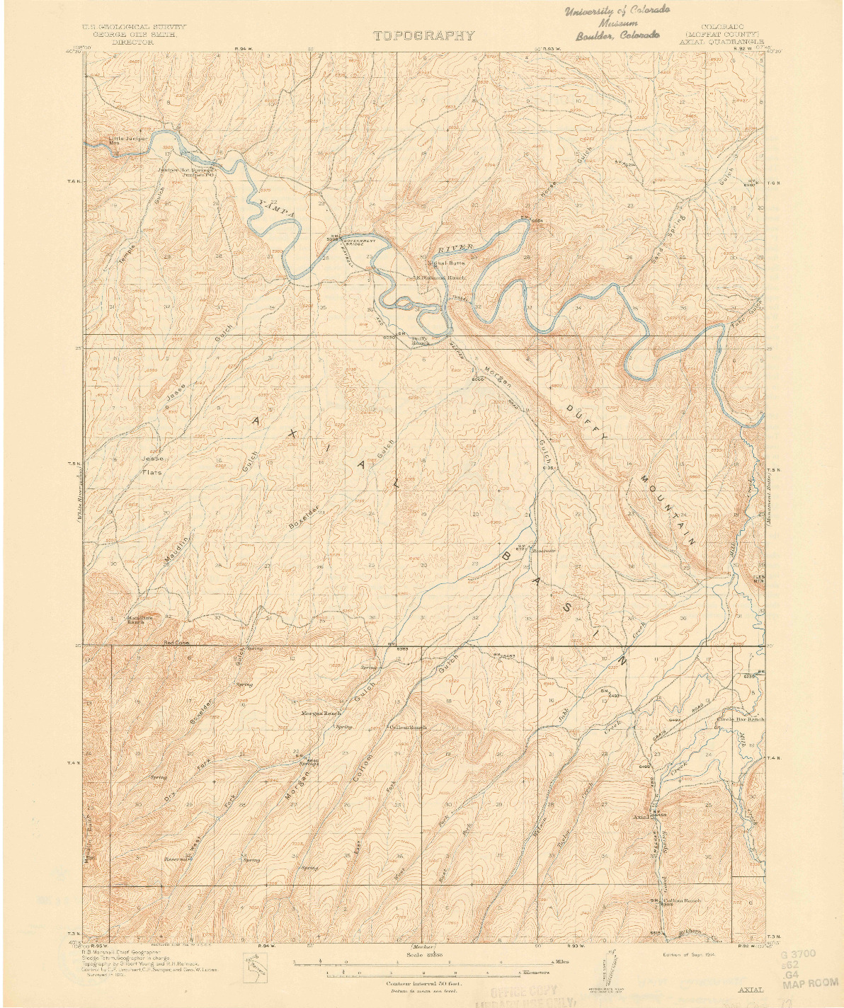 USGS 1:62500-SCALE QUADRANGLE FOR AXIAL, CO 1914