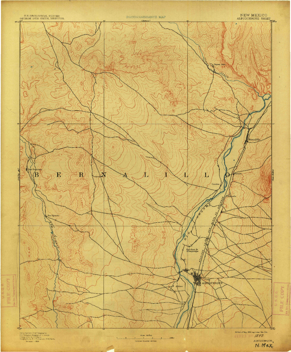 USGS 1:125000-SCALE QUADRANGLE FOR ALBUQUERQUE, NM 1893