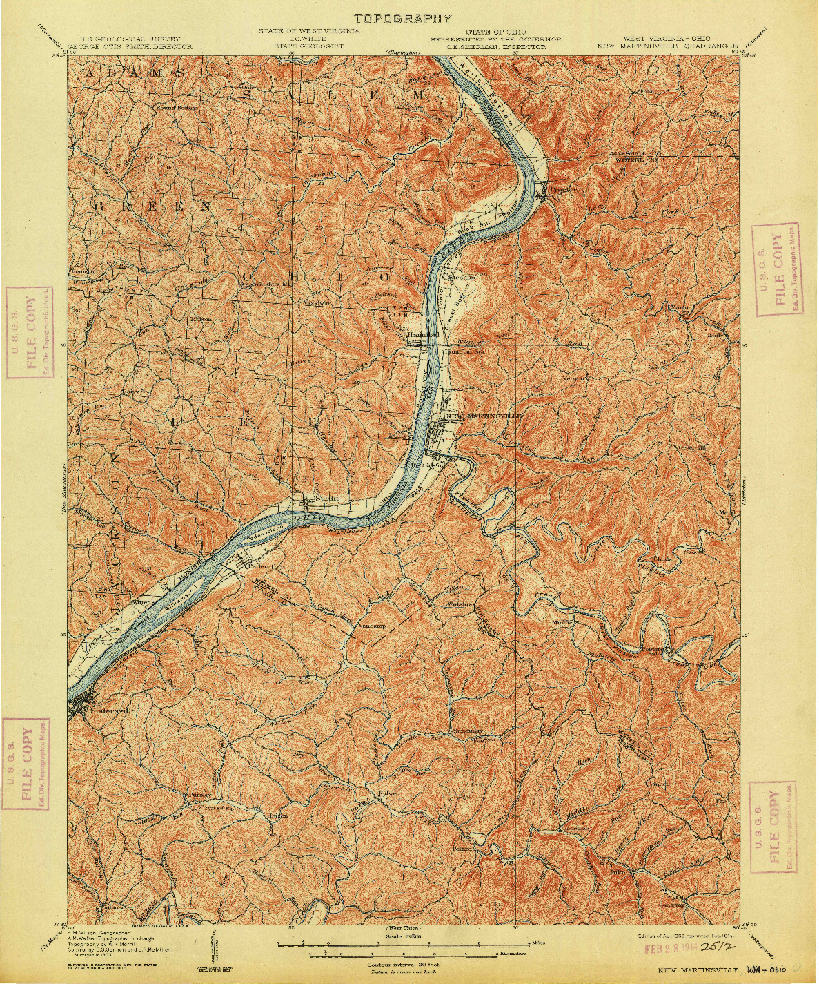 USGS 1:62500-SCALE QUADRANGLE FOR NEW MARTINSVILLE, WV 1906
