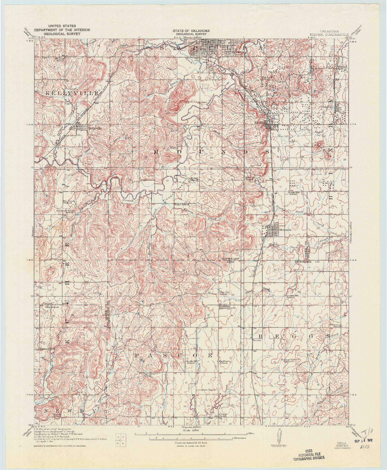 USGS 1:62500-SCALE QUADRANGLE FOR KIEFER, OK 1914