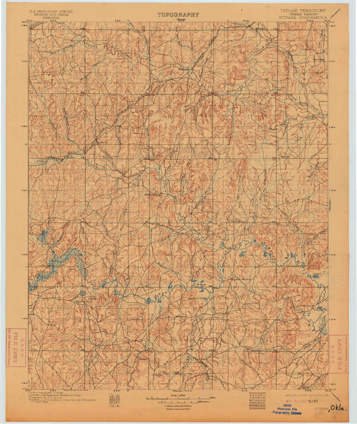 USGS 1:125000-SCALE QUADRANGLE FOR NUYAKA, OK 1901