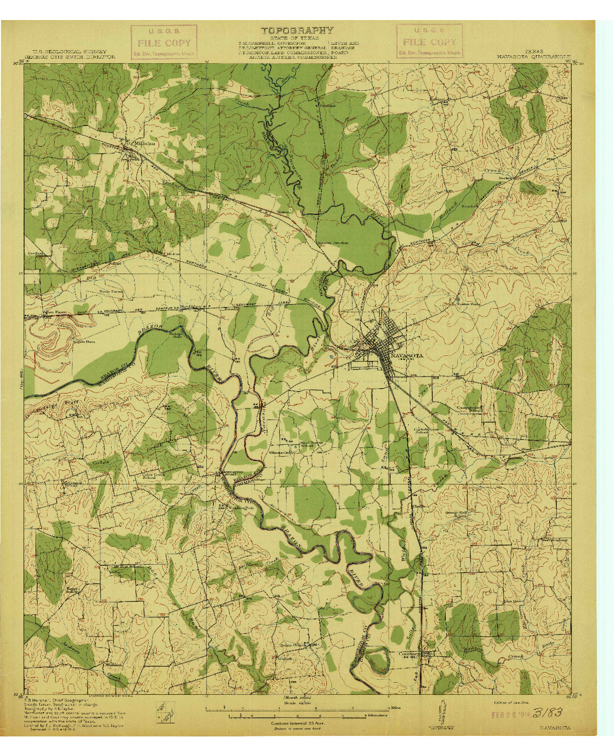 USGS 1:62500-SCALE QUADRANGLE FOR NAVASOTA, TX 1914