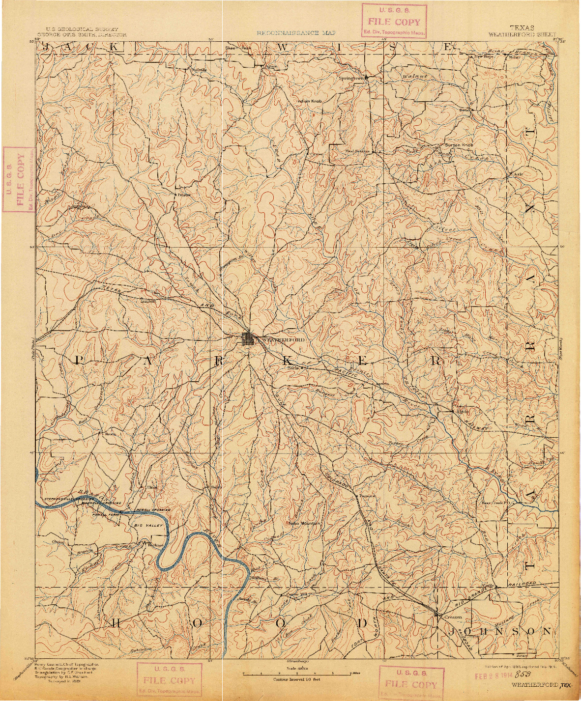 USGS 1:125000-SCALE QUADRANGLE FOR WEATHERFORD, TX 1893