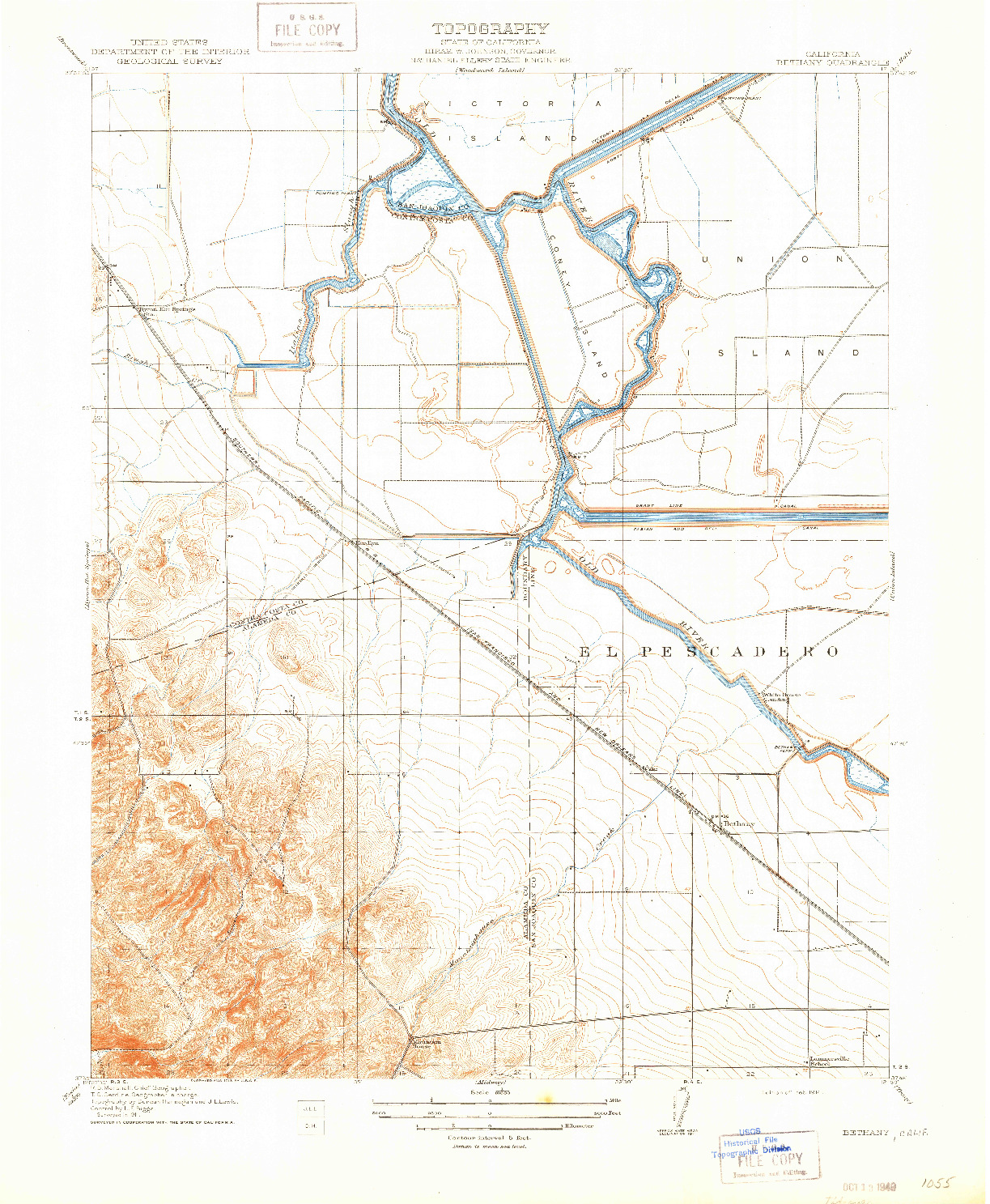 USGS 1:31680-SCALE QUADRANGLE FOR BETHANY, CA 1914