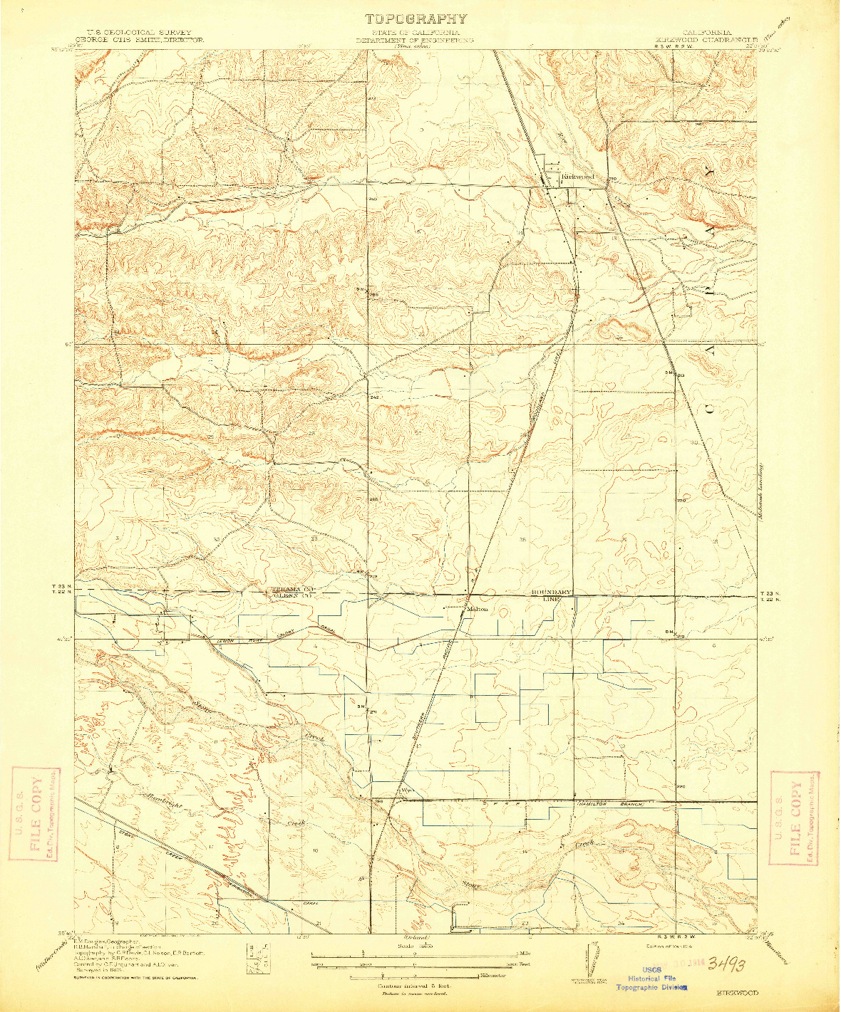 USGS 1:31680-SCALE QUADRANGLE FOR KIRKWOOD, CA 1914
