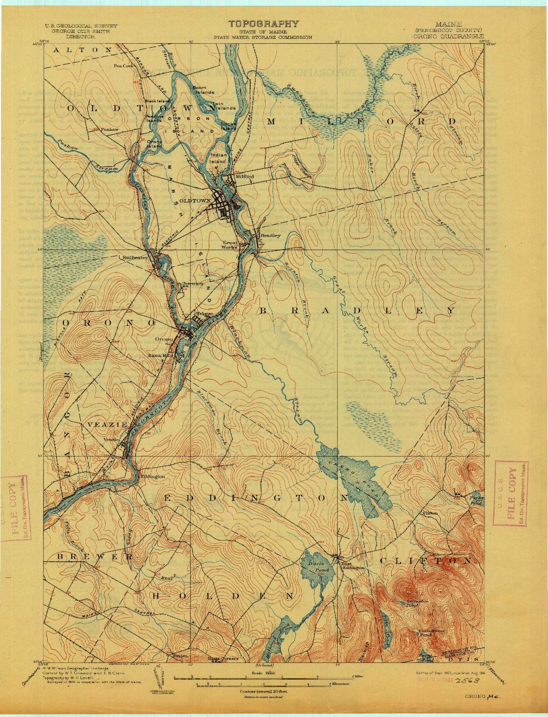 USGS 1:62500-SCALE QUADRANGLE FOR ORONO, ME 1902