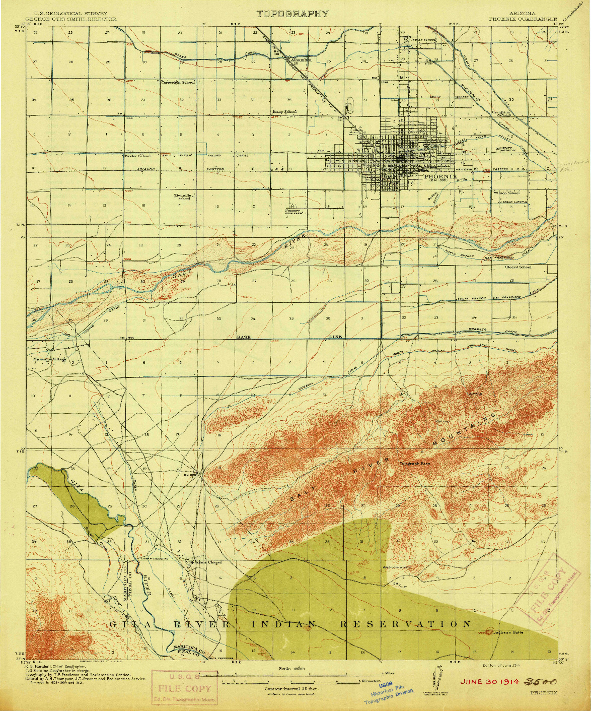USGS 1:62500-SCALE QUADRANGLE FOR PHOENIX, AZ 1914