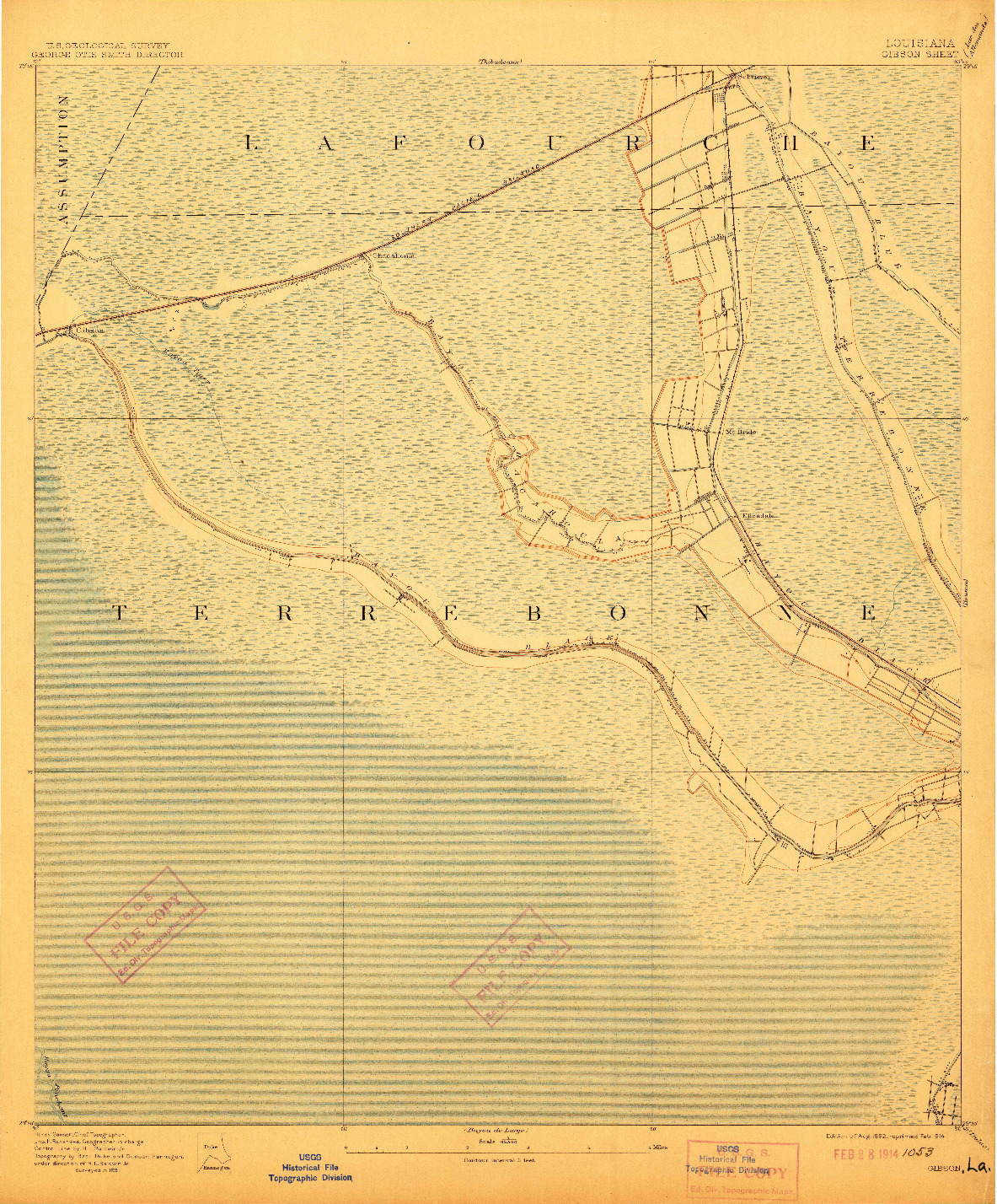 USGS 1:62500-SCALE QUADRANGLE FOR GIBSON, LA 1892