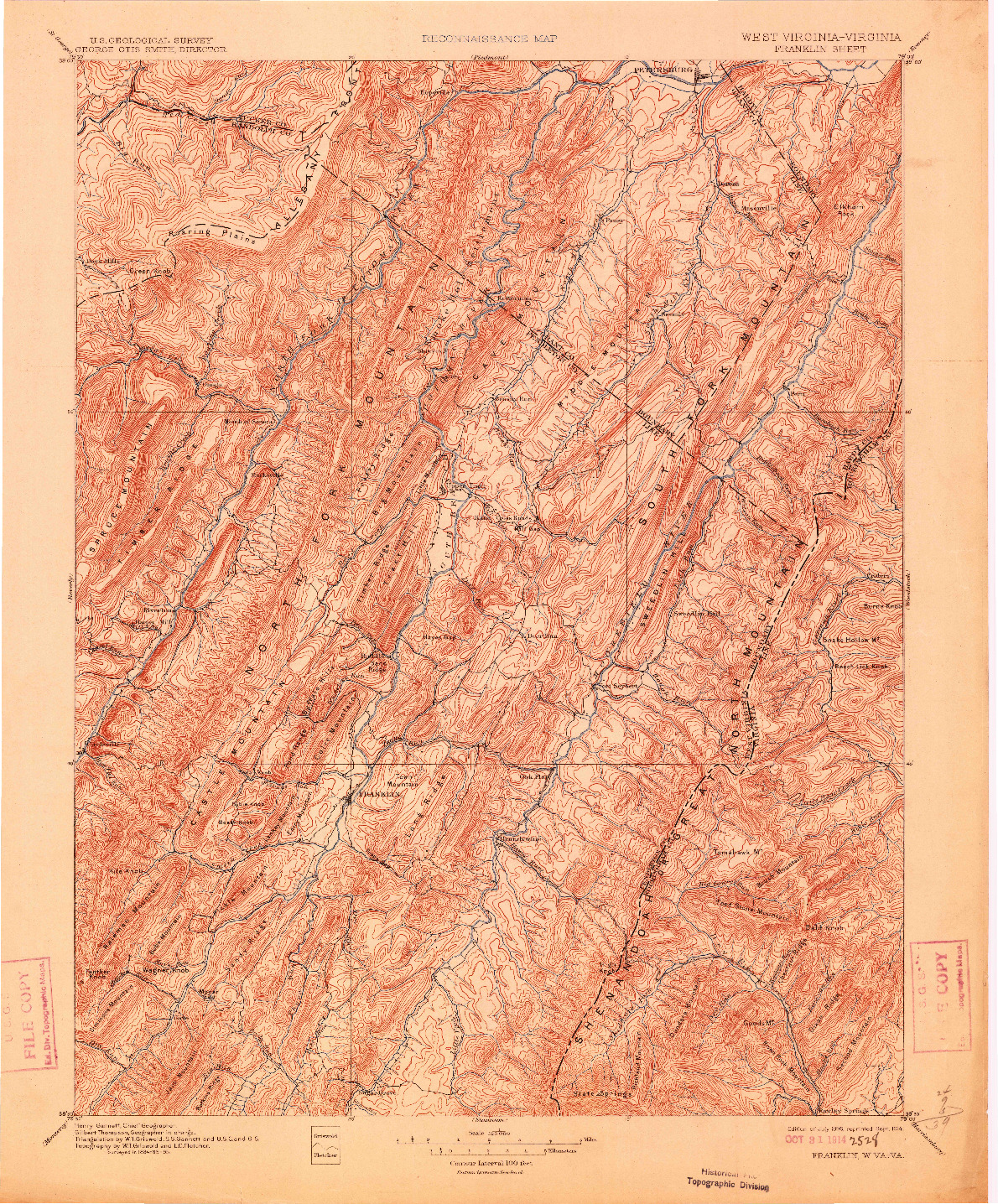 USGS 1:125000-SCALE QUADRANGLE FOR FRANKLIN, WV 1896