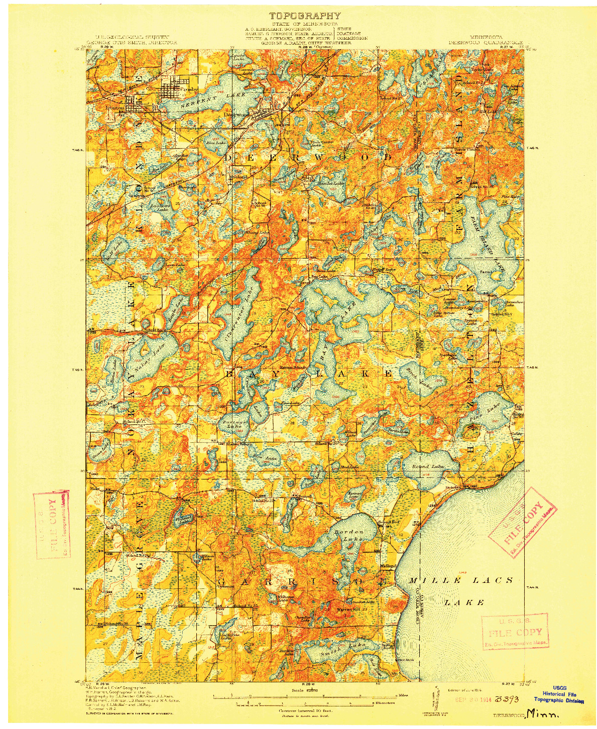 USGS 1:62500-SCALE QUADRANGLE FOR DEERWOOD, MN 1914