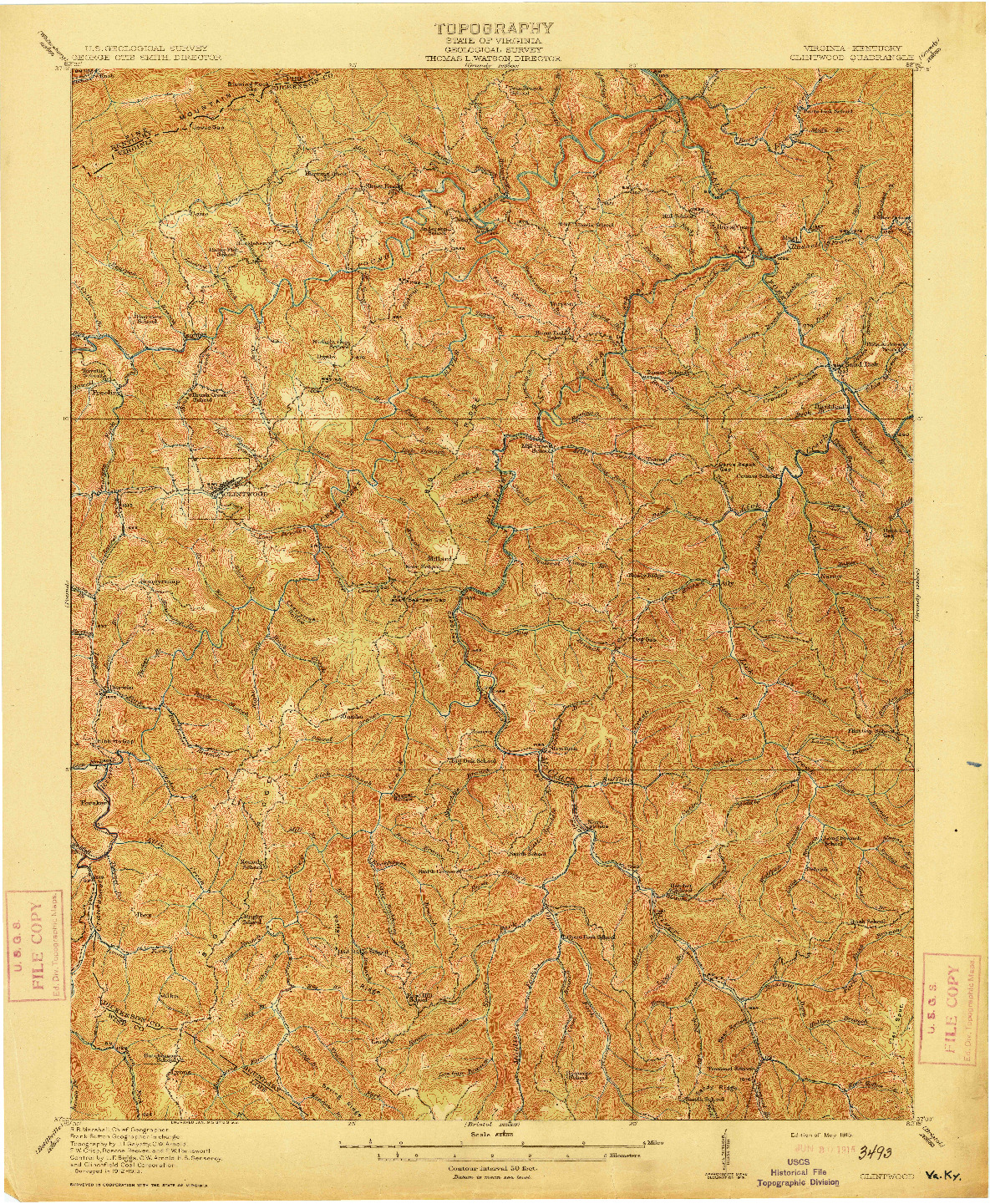 USGS 1:62500-SCALE QUADRANGLE FOR CLINTWOOD, VA 1915