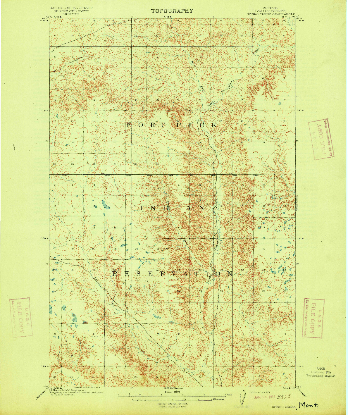 USGS 1:62500-SCALE QUADRANGLE FOR SPRING CREEK, MT 1915